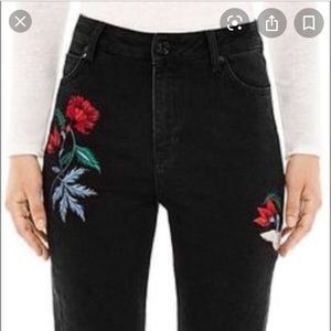 Sandro embroidered black jeans - size 38 FR